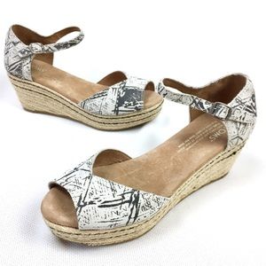 Toms Abstract Print Espadrille Platform Heels Sz 6